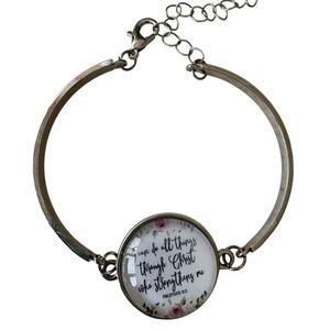 Bible Verse Inspirational Silver‎ Bracelet